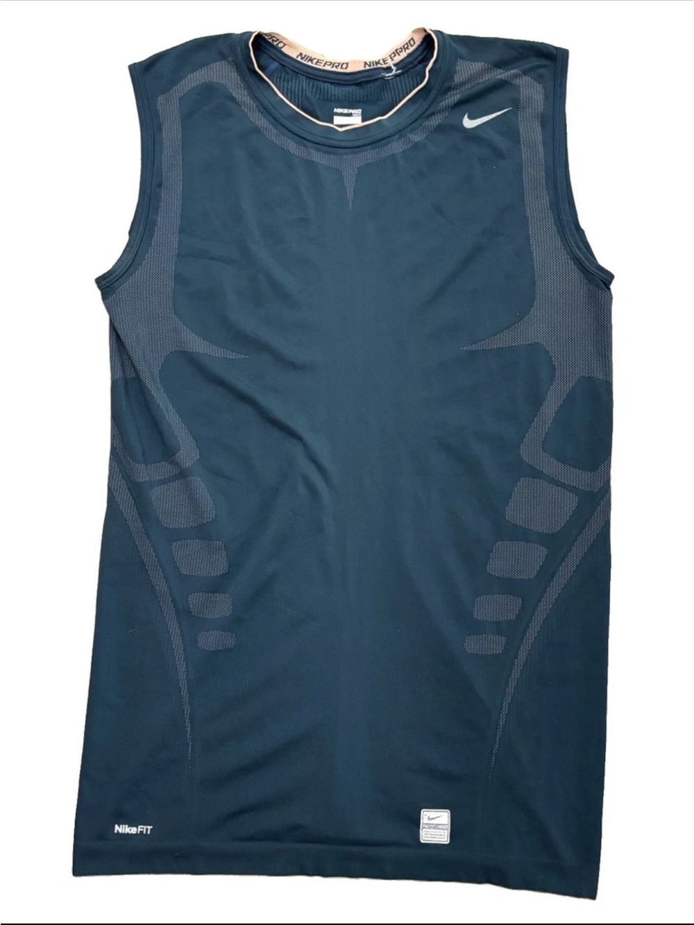 Nike Pro Y2K Tight Fit Compression Tank Top Mesh Panel Navy Blue Men's Size XXL
